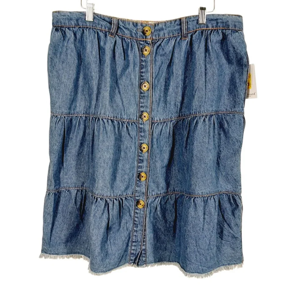 Westbound, NWT, Button Front Denim Tiered Skirt, Size PL, Country, Western - Picture 3 of 15